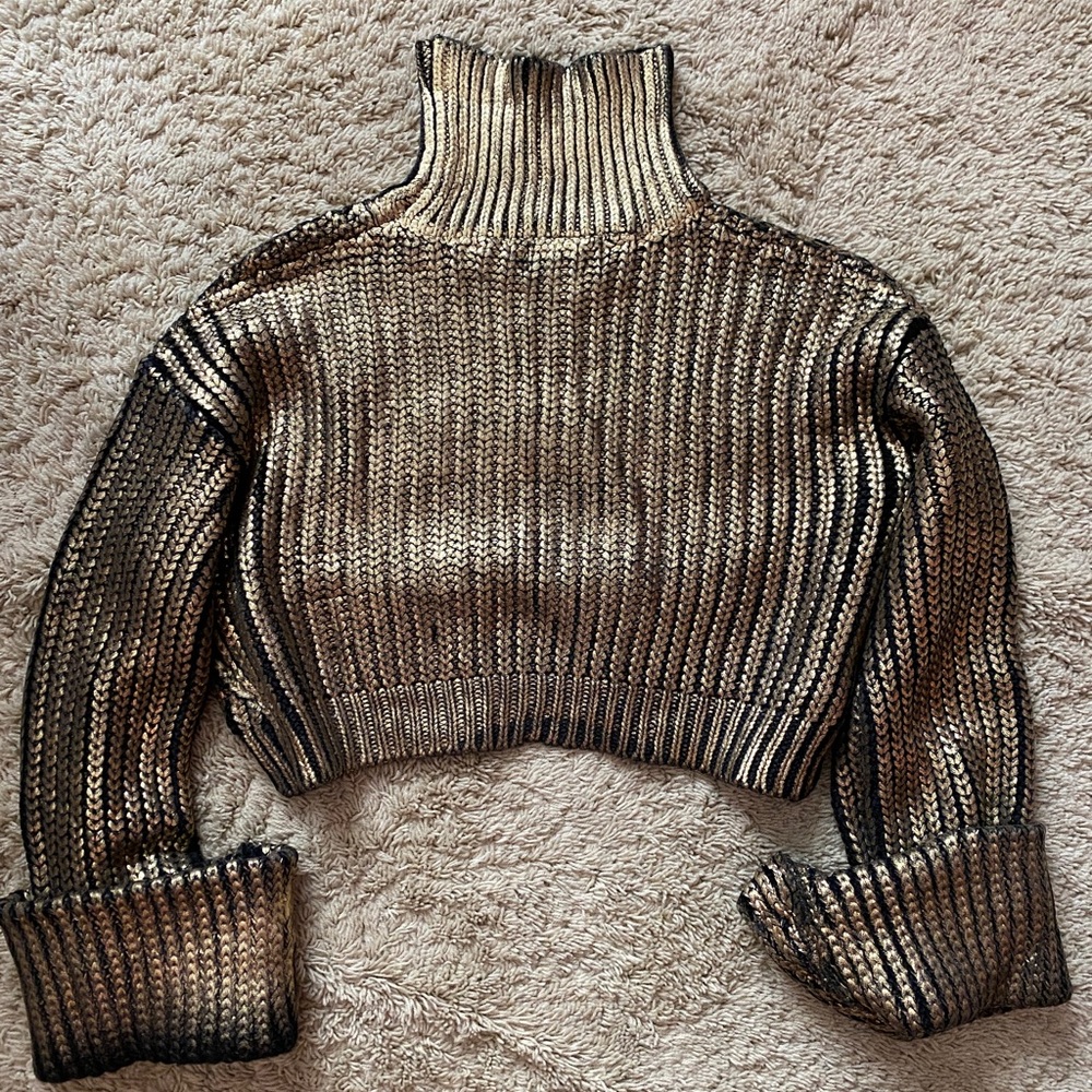 Hanifa Metallic Cropped Turtleneck